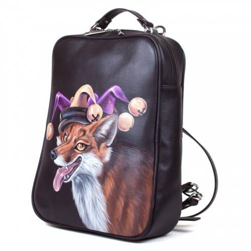 Кожаный рюкзак с рисунком лиса "Лис-шутник" фото фото 2