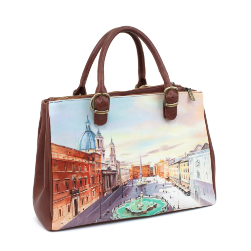 Кожаная женская сумка с рисунком "Любимая Италия" - фото фото 4