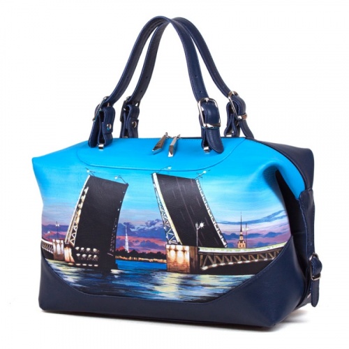 Женская сумка ручной работы с росписью "Мосты развели" фото фото 2