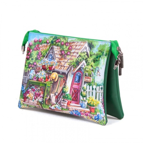 Женская сумочка-клатч с росписью "Домик в зелени" фото фото 2