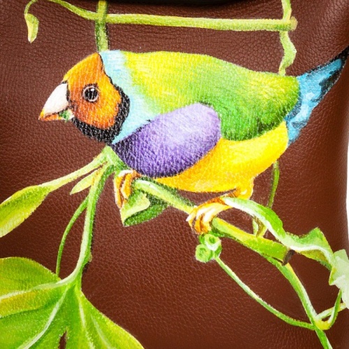 Женская сумка хобо с рисунком птички "Амадинка" фото фото 4