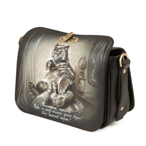 Женская кожаная сумка на ремне с рисунком "Бегемот" фото фото 2