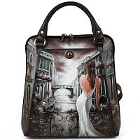 Черная сумка-рюкзак с росписью "Дама в Венеции" фото