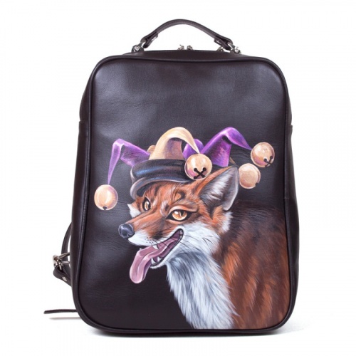 Кожаный рюкзак с рисунком лиса "Лис-шутник" фото