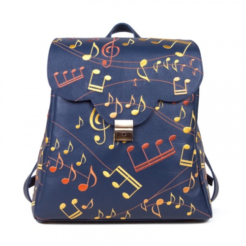 Кожаный рюкзак с вышивкой "Разноцветные нотки" фото