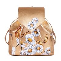 Золотистый рюкзак с росписью "Ромашки золотые" фото