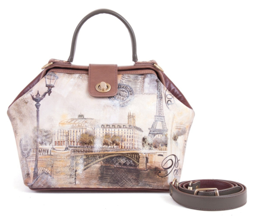 Женская сумка-саквояж с ручной росписью "Париж" фото