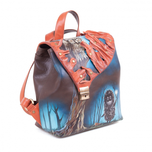 Женский рюкзак с аппликацией и росписью "Ежик в тумане" фото фото 8