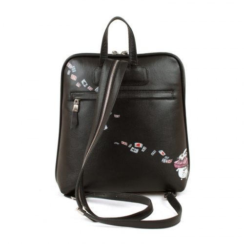 Кожаный рюкзак с росписью по коже "Чешир на ветке" фото фото 3