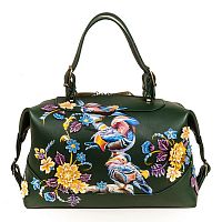 Женская сумка с росписью и аппликацией из кожи "Летний сад" фото