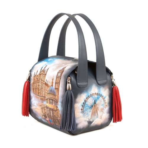 Квадратная сумка с короткими ручками с росписью "Лондон" фото фото 2