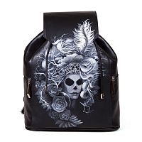 Рюкзак женский из кожи с росписью "Queen of Skulls" фото