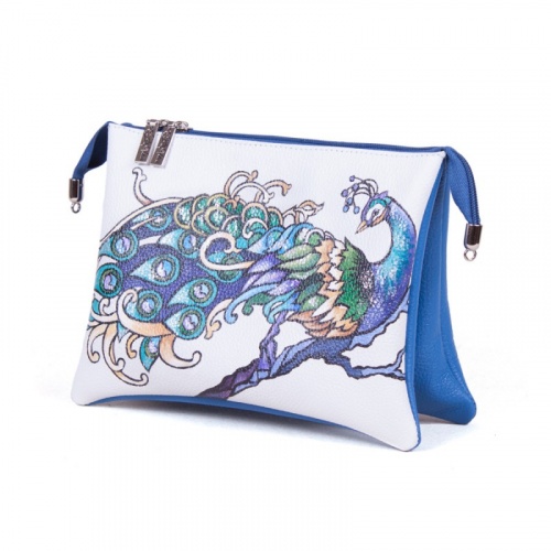 Женская сумка-клатч с росписью "Яркий павлин" фото фото 2