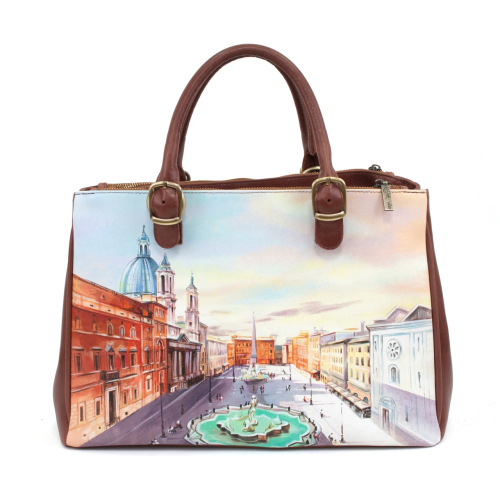 Кожаная женская сумка с рисунком "Любимая Италия" - фото фото 2