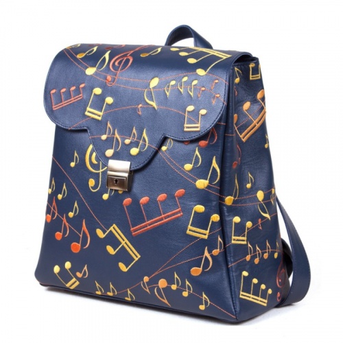 Кожаный рюкзак с вышивкой "Разноцветные нотки" фото фото 2