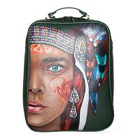 Кожаный рюкзак унисекс с росписью "Покахонтас" фото
