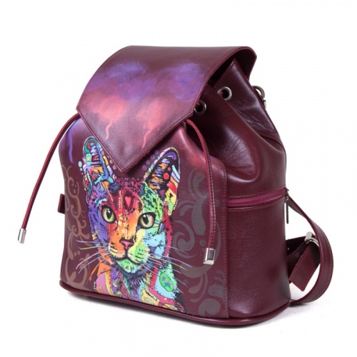 Женский кожаный рюкзак с ручной росписью "Абиссинец" фото фото 2