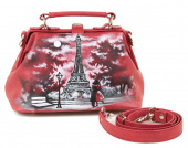 Сумка-саквояж из натуральной кожи с рисунком "Встреча в Париже"