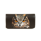 Кошелек из натуральной кожи ручной работы с рисунком "Филин"