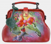 Красная кожаная женская сумка "Колибри"