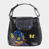 Сумка через плечо женская с росписью "Кот с бабочкой"