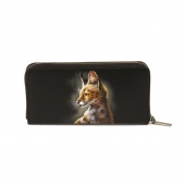 Женский кошелек-портмоне из кожи с росписью "Рысь"