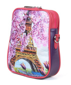 Женская кожаная сумка через плечо с рисунком ручной работы "Весна в Париже"