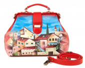 Саквояж из кожи с рисунком ручной работы "Старый Тбилиси"