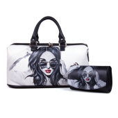 Кожаный комплект «Незнакомка» – сумка и кошелек с росписью ручной работы