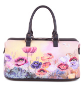 Женский саквояж ручной работы с рисунком "Полевые маки"