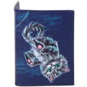 Синяя обложка на паспорт "Кот Чешир"