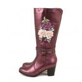 Женские сапоги из натуральной кожи "Розовый сад"