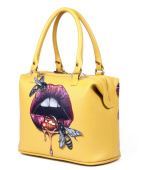 Женский кожаный саквояж с росписью "Сладкие губы"