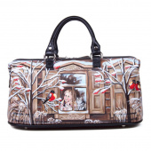 Саквояж ручной работы с росписью "Девочка с котом"