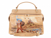 Женская кожаная сумка с росписью "Кот в сапогах"