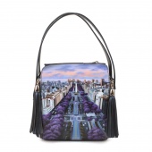 Квадратная сумка через плечо с росписью "Лиловый город"