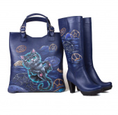 Комплект кожаные сапоги и шоппер "Время Чеширского кота"