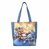 Женская сумка шоппер с росписью "Питерские коты"