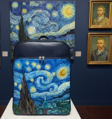 Объемный кожаный рюкзак для путешествий и ноутбука с рисунком ручной работы Звездная ночь, Ван Гог