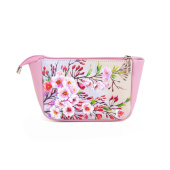 Дорожная косметичка из натуральной кожи с рисунком ручной работы на заказ"Пионы"