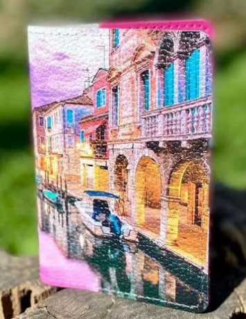 Обложка для паспорта ручной работы с фото принтом «Венеция» - кожаный женский кошелек-портмоне ручной работы с рисунком |  Sumnizza