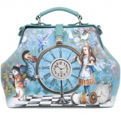 Женская сумка-саквояж из кожи "Алиса в Зазеркалье"