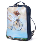 Кожаная сумка рюкзак с принтом "Девушка на канате"