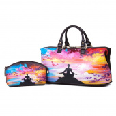 Авторский кожаный комплект «Нирвана»: саквояж и косметичка с ручной росписью