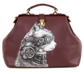 Женский саквояж с росписью "Стимпанк Котэ"