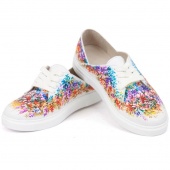 Белые кеды из кожи "Луговые цветы"