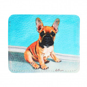 Холдер из кожи для карт и купюр с фотопринтом "Бульдожка"