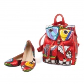 Комплект балетки и маленький рюкзак "Этно рыбы"