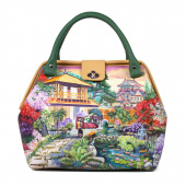 Женский саквояж с рисунком по коже "Японский сад"