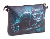 Женская кожаная сумка через плечо с рисунком ручной работы "Чешир на ветке"